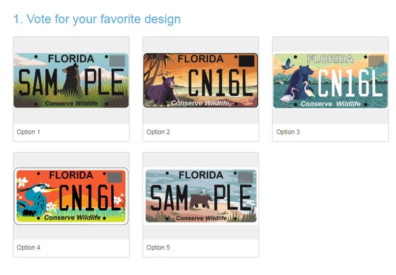 You can vote on which license plate design is best.