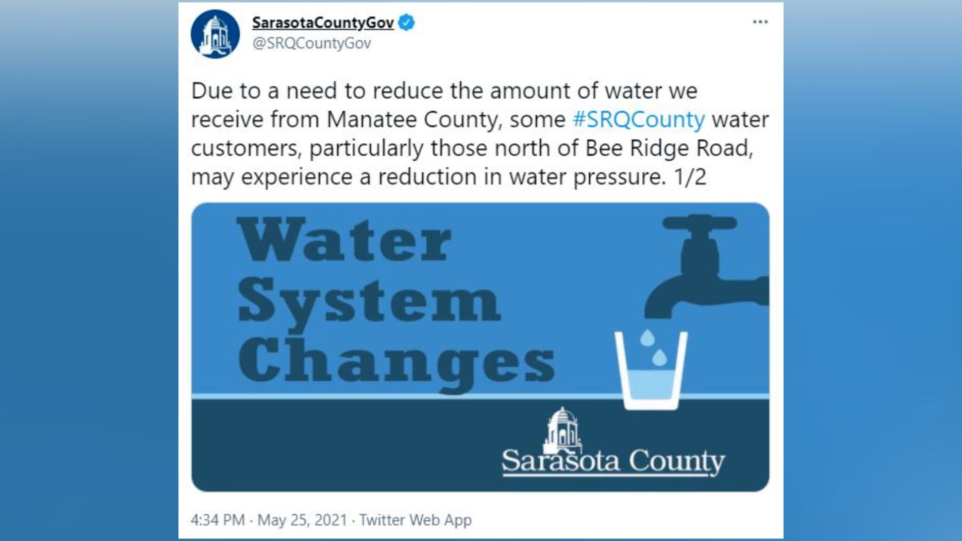 Sarasota County residents experiencing changes in their water systems