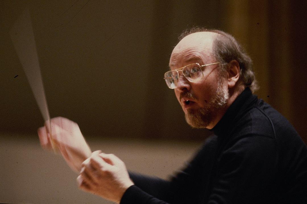 Boston Pops Conductor John Williams conducting the orchestra in Boston in 1980.